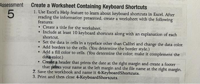 Solved Assessment 5 Create a Worksheet Containing Keyboard | Chegg.com
