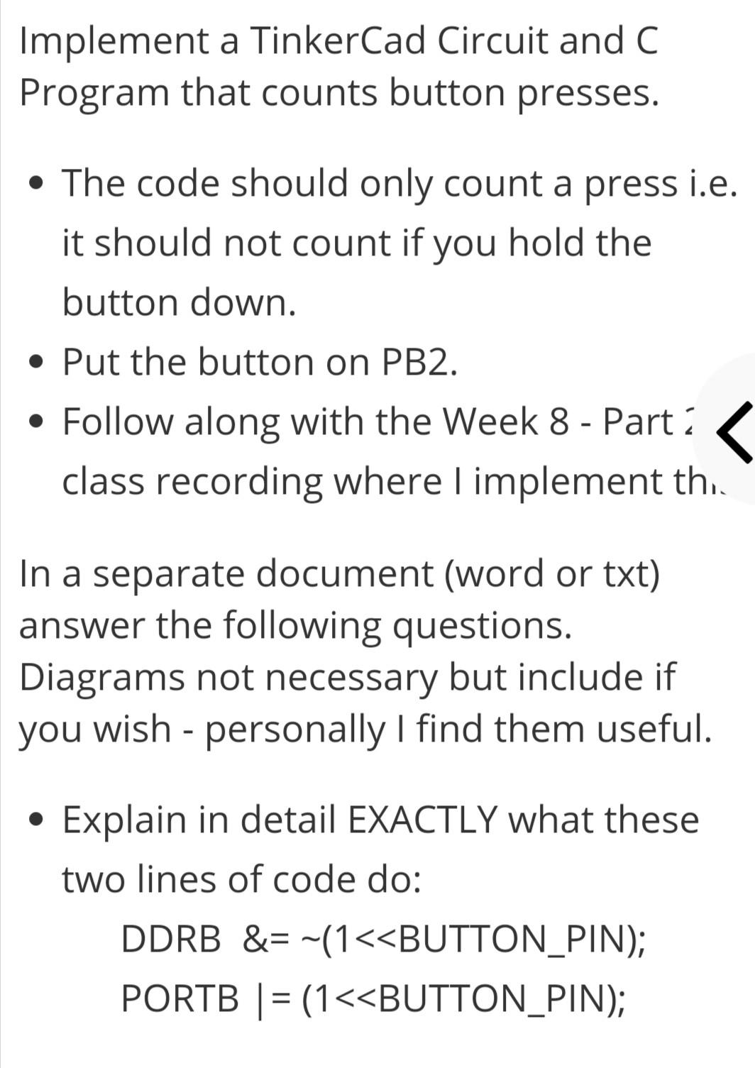 Solved Implement a Tinkercad Circuit and C Program that | Chegg.com