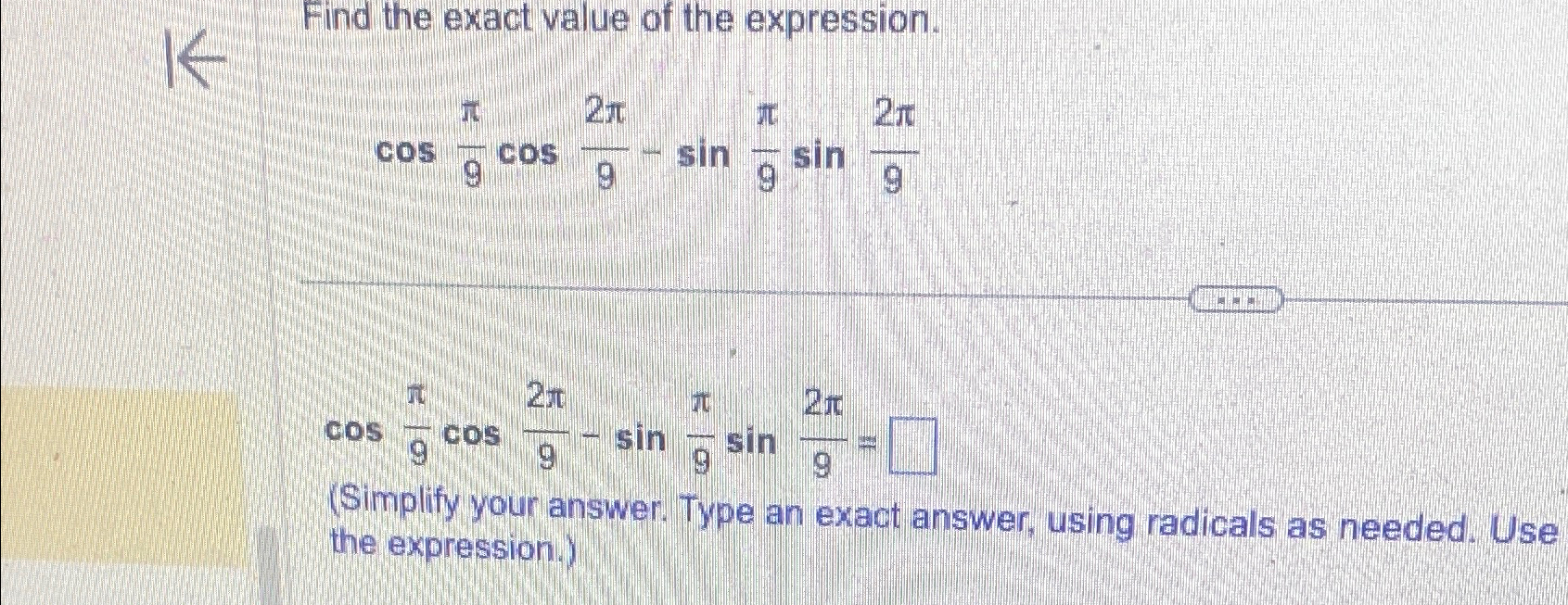 find the exact value of the expression given below cos pi 12