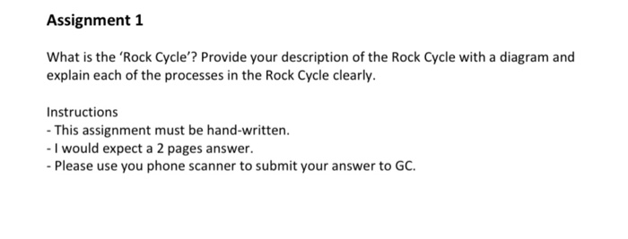 Solved Assignment 1 What is the 'Rock Cycle? Provide your | Chegg.com
