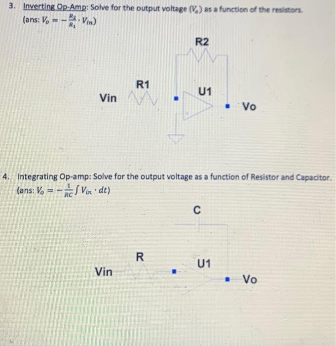 Solved 3. Inverting Op-Amp: Solve for the output voltage (V) | Chegg.com