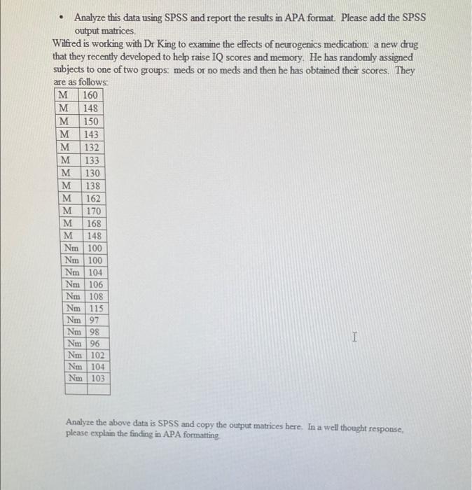 Solved • Analyze this data using SPSS and report the results | Chegg.com