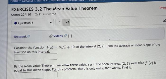 Solved Home > Calculus , EXERCISES 3.2 The Mean Value | Chegg.com