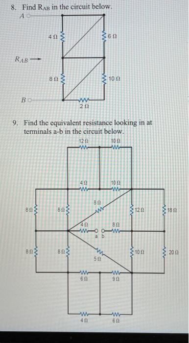 Solved 8. Find Ras in the circuit below. 40 360 RAB 80 w 100 | Chegg.com