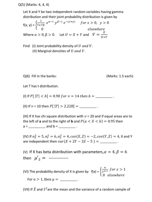 Solved Q 5 Marks 4 4 4 Let X And Y Be Two Independent Chegg Com