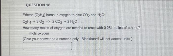 Solved Ethene C2H4 burns in oxygen to give CO2 and H2O Chegg