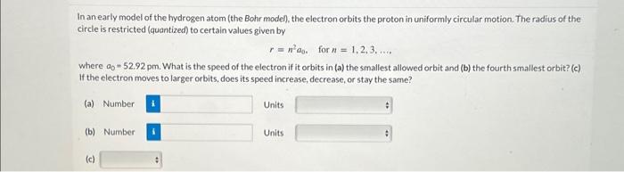Solved Q9In an early model of the hydrogen atom (the Bohr | Chegg.com