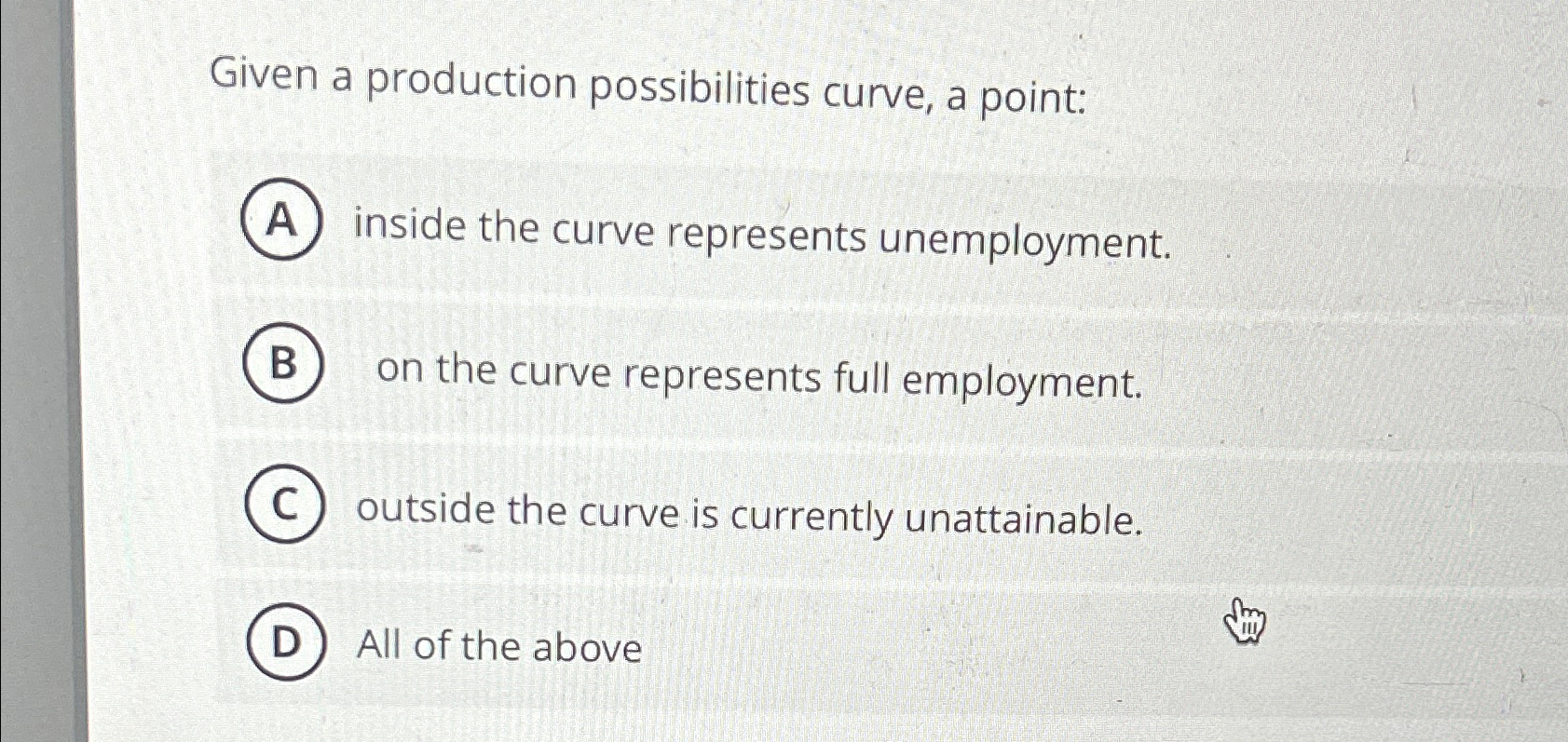Solved Given a production possibilities curve, a | Chegg.com