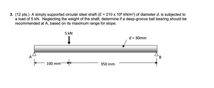 Solved (12 pts.) A simply supported circular steel shaft | Chegg.com