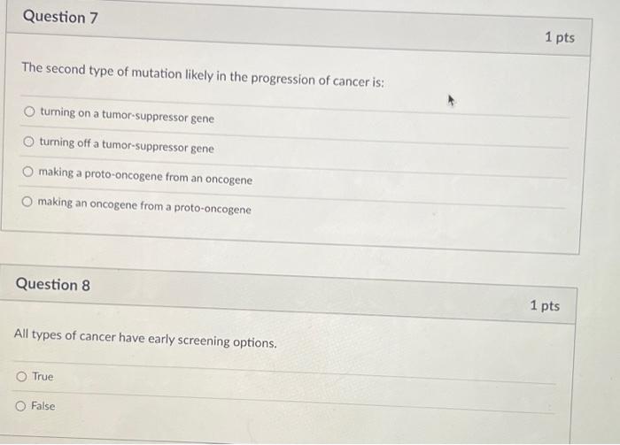 Solved The second type of mutation likely in the progression | Chegg.com