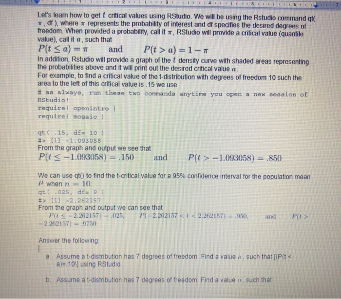 Solved 2145 Let's learn how to get t critical values using 