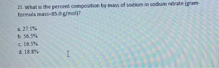calculate the mass percent composition of each constituent element in sodium nitrate