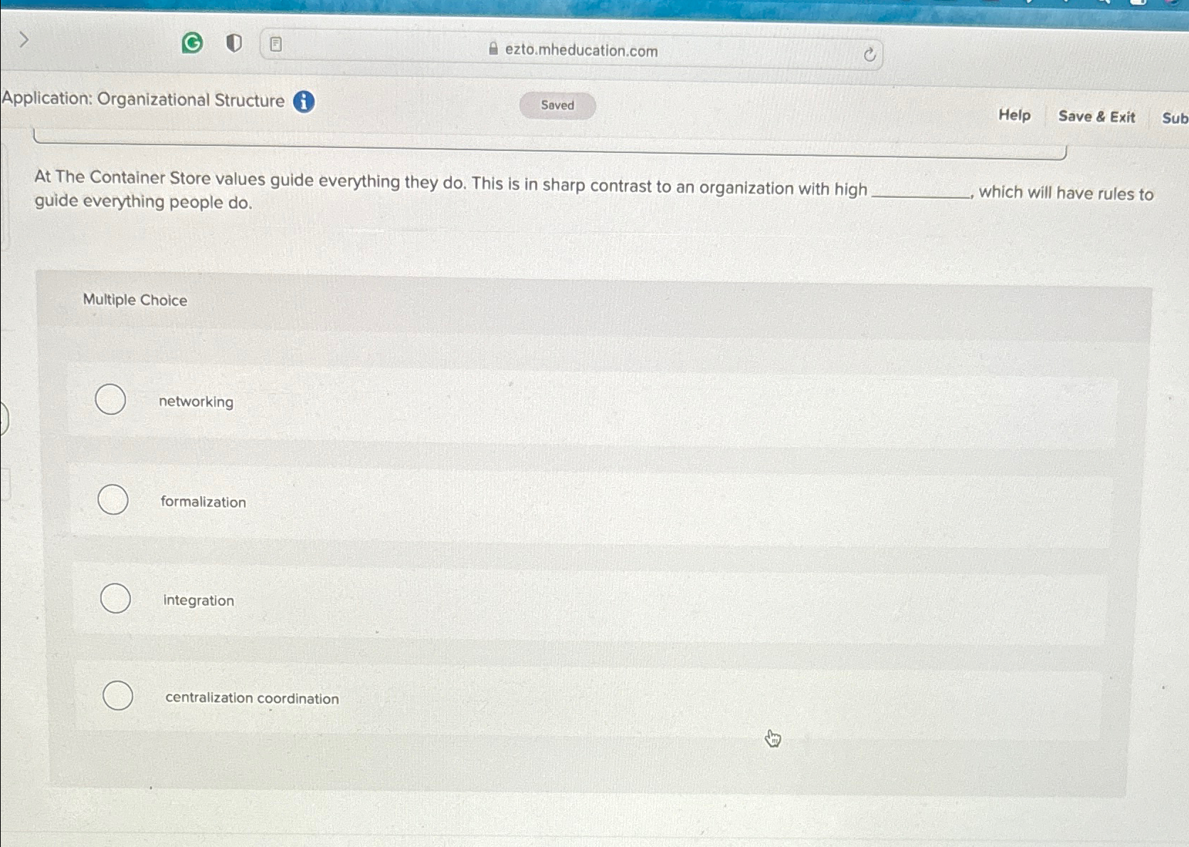 Solved Application Organizational StructureHelpSave &