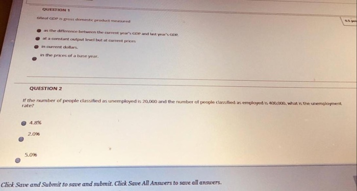Solved QUESTION 1 Real GDP Is Gross Domestic Product Chegg