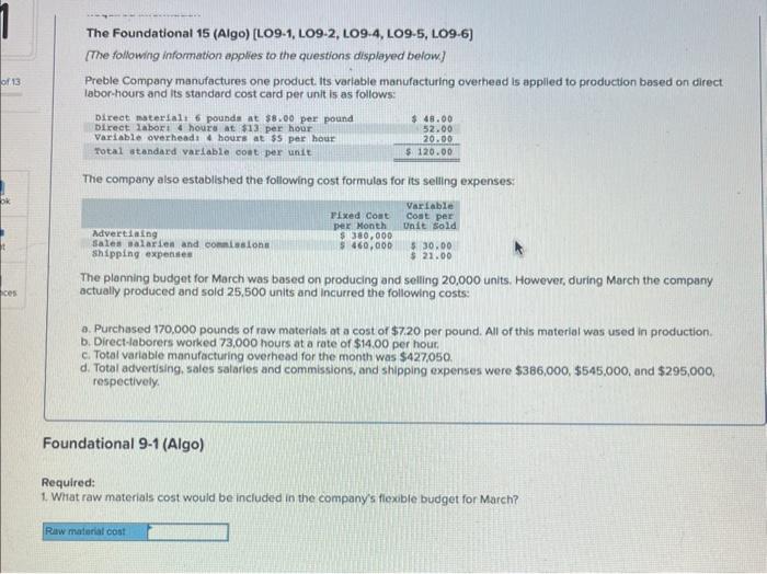 Solved The Foundational 15 (Algo) [LO9-1, LO9-2, LO9-4, | Chegg.com