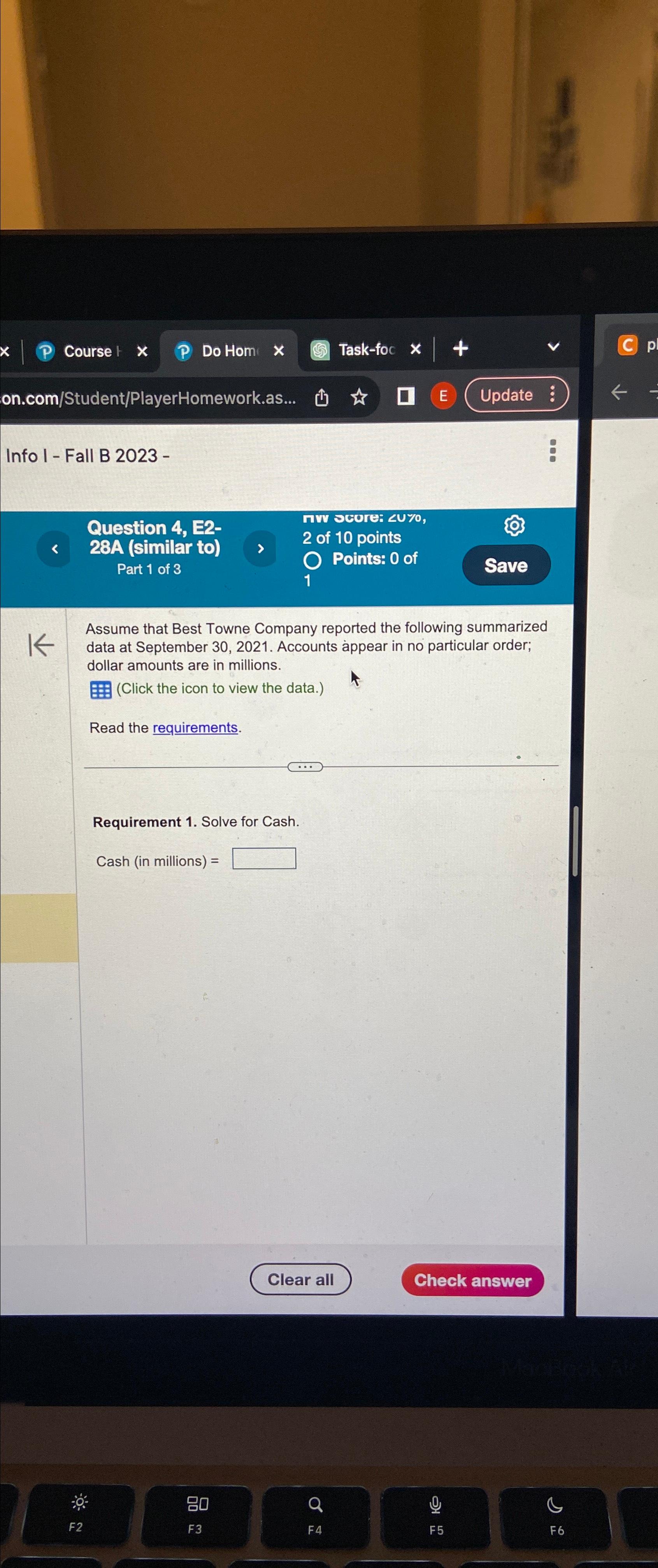 Info I - ﻿Fall B 2023 -Question 4, ﻿E2-28A (similar | Chegg.com