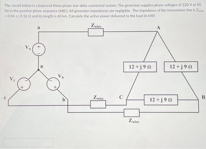 Solved The circuit below is a balanced three-phase | Chegg.com