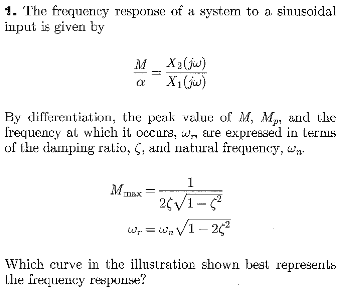 Solved The frequency response of ﻿a system to ﻿a | Chegg.com