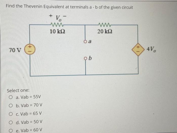 Solved Find The Thevenin Equivalent At Terminals A - B Of | Chegg.com