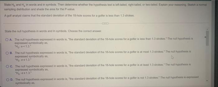 Solved State H0 and Hin in words and in symbols. Then | Chegg.com