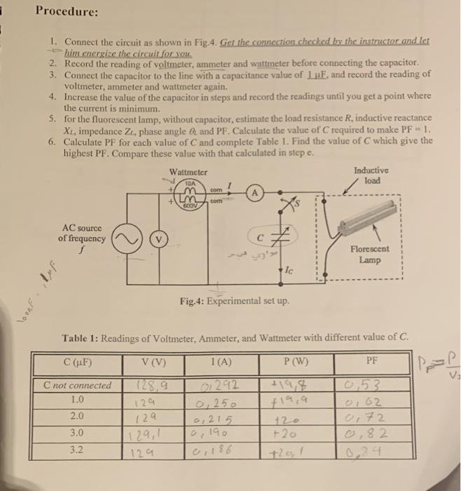 Solved 1 Procedure: 1. Connect the circuit as shown in Fig. | Chegg.com