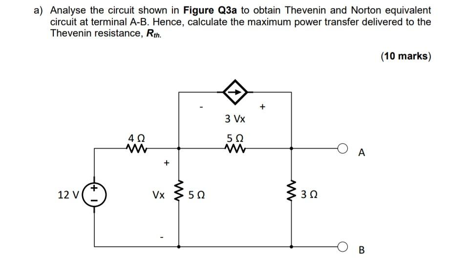 Solved a) Analyse the circuit shown in Figure Q3a to obtain | Chegg.com