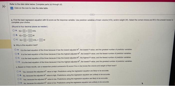Solved Refer to the data table below. Complete parts (a) | Chegg.com
