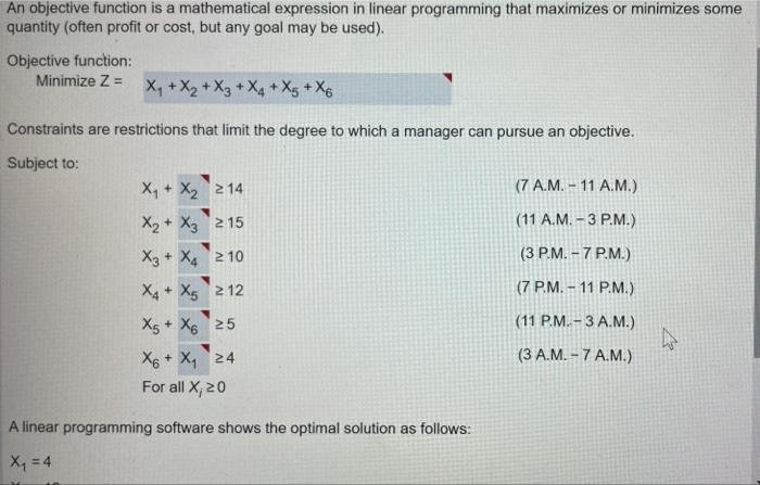 Solved An objective function is a mathematical expression in | Chegg.com
