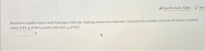 Solved Ammonia Rapidly Reacts With Hydrogen Chloride Making