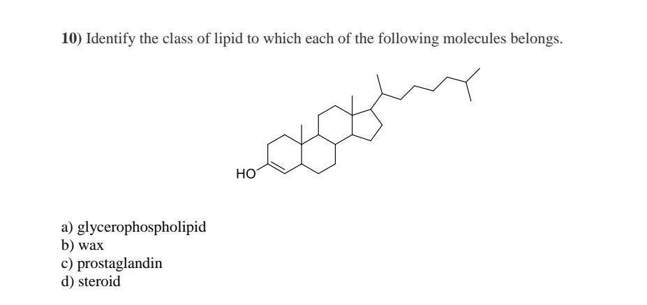 Solved Identify the class of lipid to which each of the | Chegg.com
