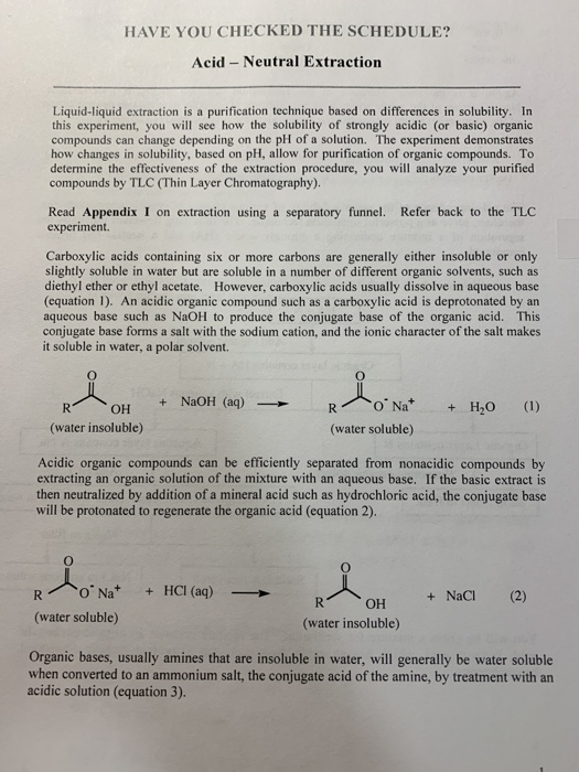 Solved Have You Checked The Schedule Acid Neutral Chegg Com