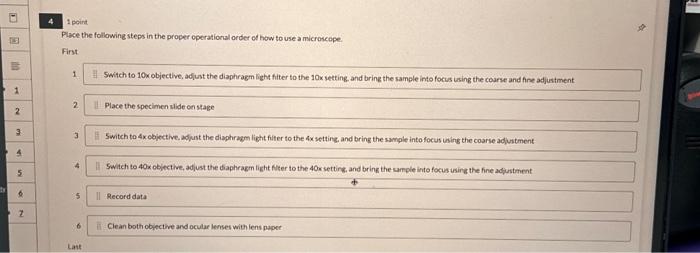 4 I point Place the following steps in the proper | Chegg.com