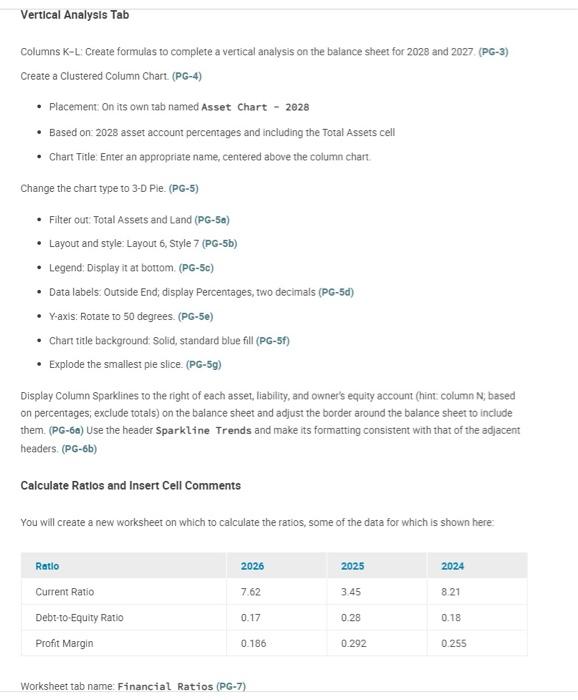 Solved Vertical Analysis Tab Columns K-L: Create Formulas To | Chegg.com