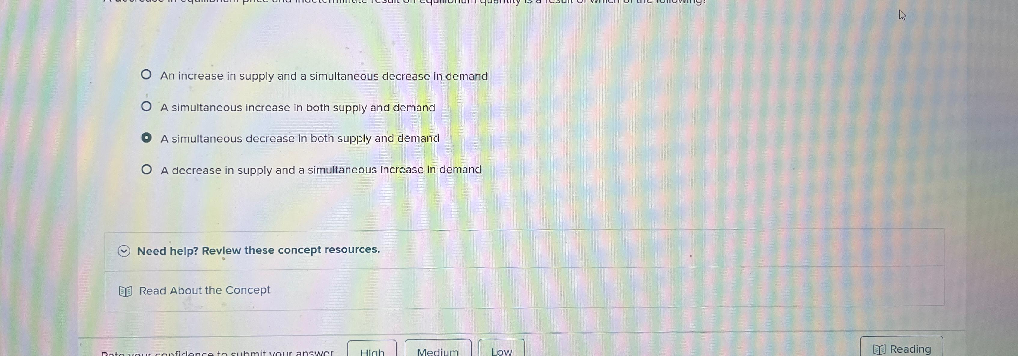 Solved An increase in supply and a simultaneous decrease in | Chegg.com