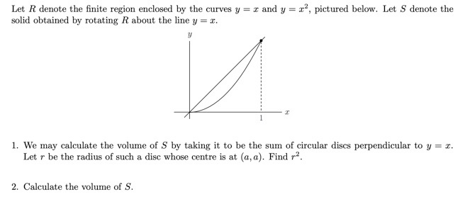 Solved Let R denote the finite region enclosed by the curves | Chegg.com