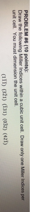 Solved PROBLEM #6 (10 points): Draw the following Miller | Chegg.com