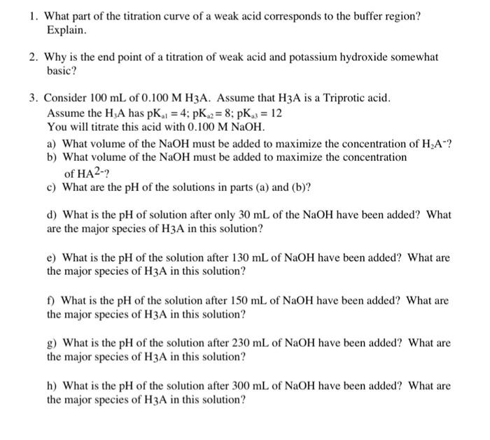 Solved Problem \#4: For a Triprotic Acid, the pH at the | Chegg.com