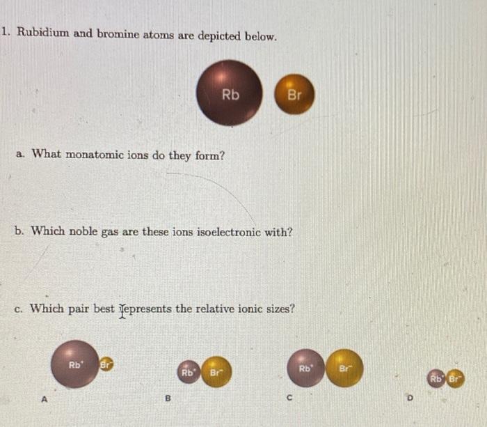 Solved 1. Rubidium and bromine atoms are depicted below. Rb