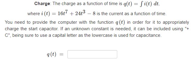 Solved Charge: The charge as a function of time is | Chegg.com