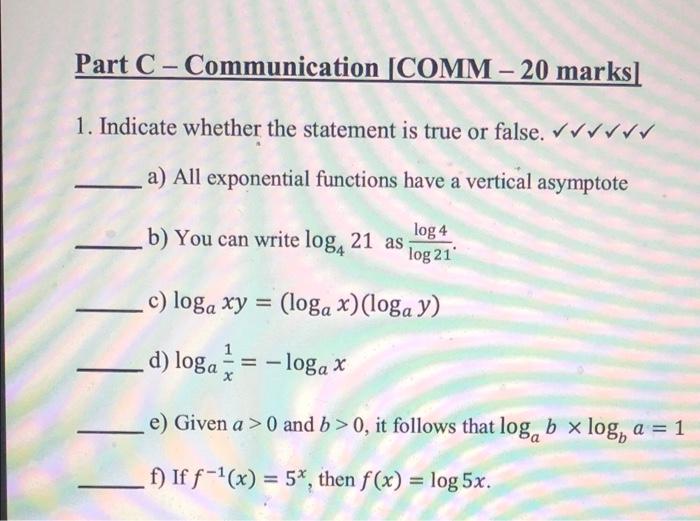 Solved 1. Indicate whether the statement is true or false. | Chegg.com