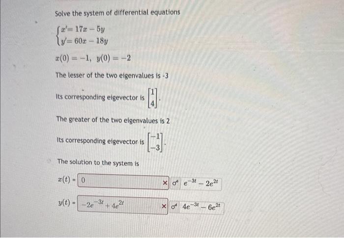 Solved Solve the system of differential equations | Chegg.com