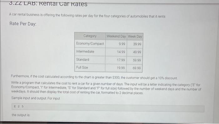A car rental business is offering the following rates | Chegg.com