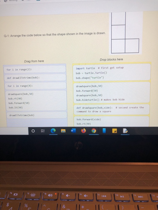 Solved Q-1: Arrange the code below so that the shape shown | Chegg.com