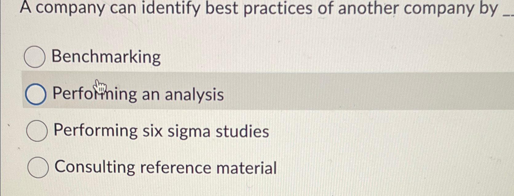 Solved A company can identify best practices of another | Chegg.com