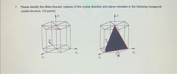Solved Please identify the Miller-Bravais' indexes of the | Chegg.com