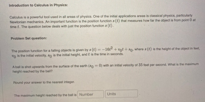 Solved Introduction to Calculus in Physics: Calculus is a | Chegg.com