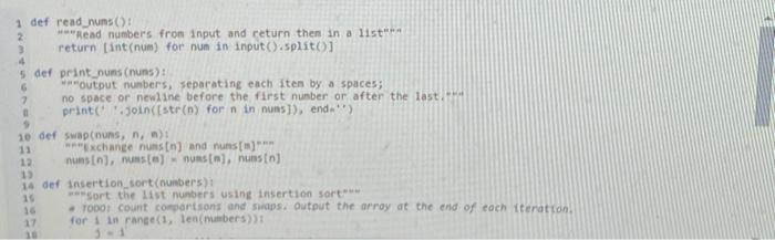 Solved 21.12 LAB: Insertion sort The script has four steps | Chegg.com