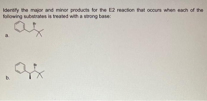 Solved Identify the major and minor products for the E2 | Chegg.com