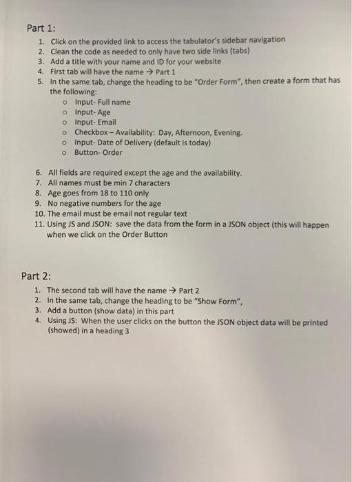 Solved Part 1: 1. Click on the provided link to access the | Chegg.com