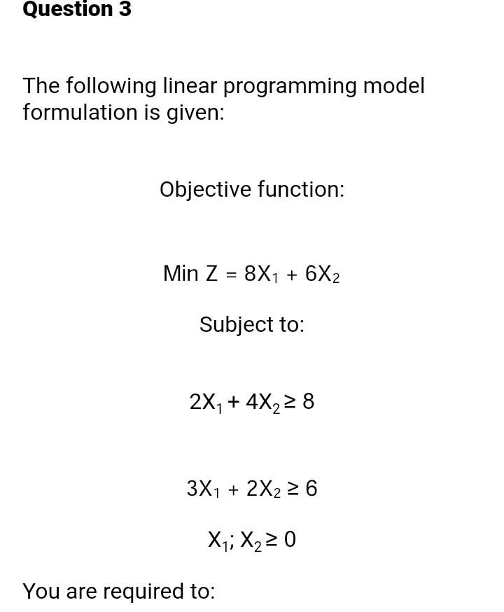 Solved The following linear programming model formulation is | Chegg.com